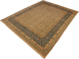 handmade Transitional Antique Tan Teal Blue Hand Knotted RECTANGLE 100% WOOL area rug 8x10