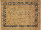 handmade Transitional Antique Tan Teal Blue Hand Knotted RECTANGLE 100% WOOL area rug 8x10