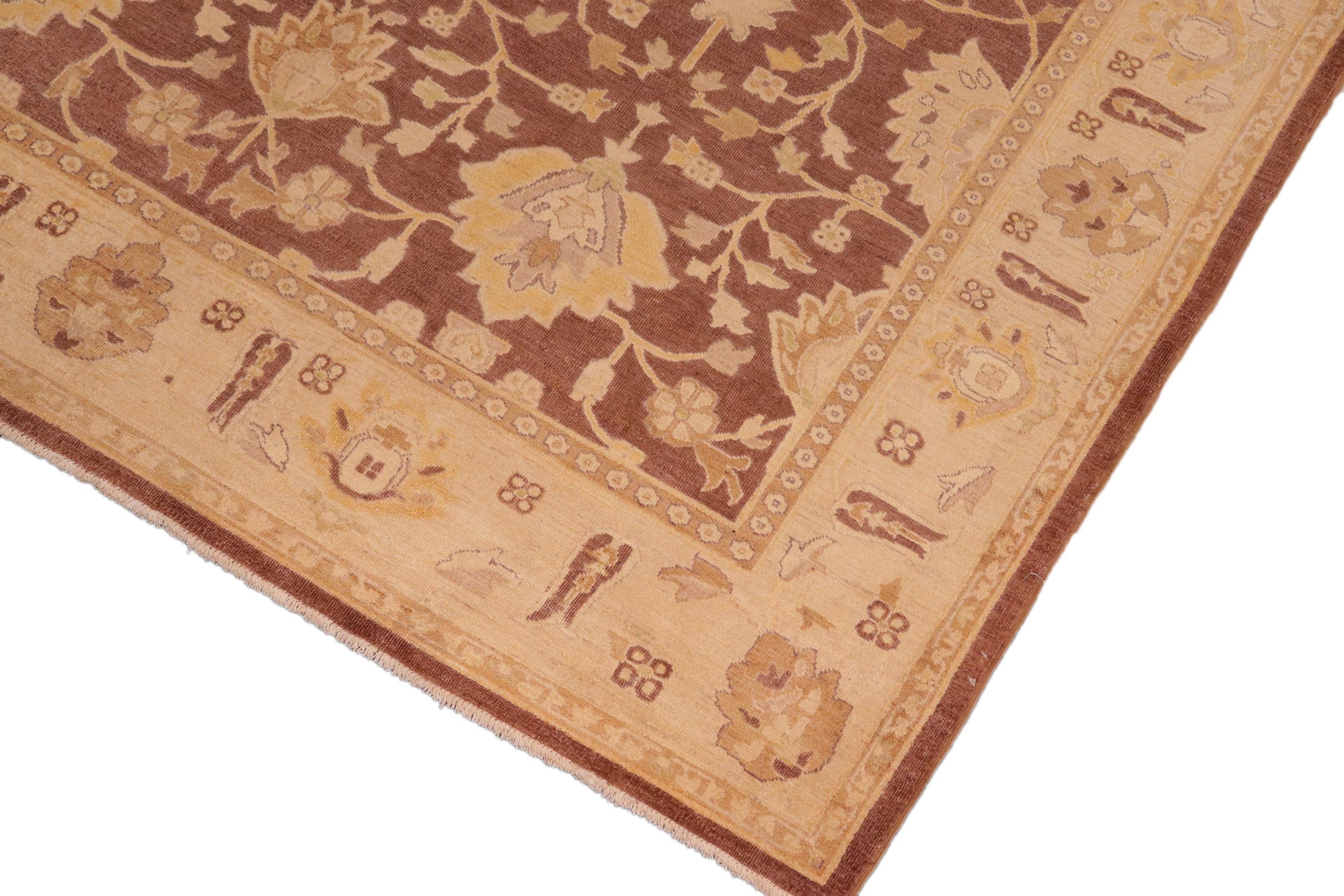 handmade Traditional Antique Brown Tan Hand Knotted RECTANGLE 100% WOOL area rug 8x10