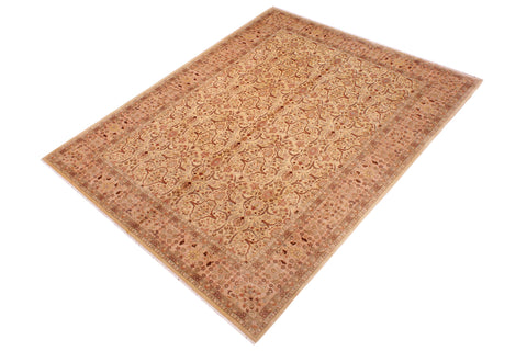 handmade Transitional Lahore Gold Rose Hand Knotted RECTANGLE 100% WOOL area rug 9' x 12'