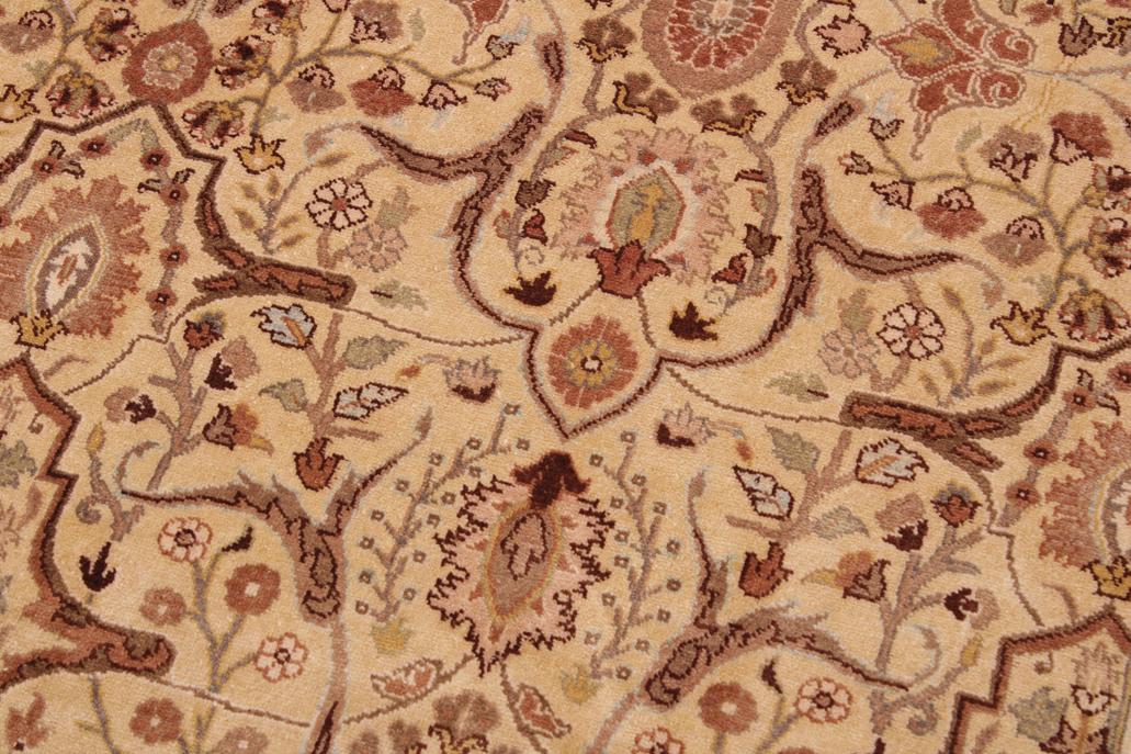 handmade Traditional Lahore Gold Rose Hand Knotted RECTANGLE 100% WOOL area rug 9'X12'