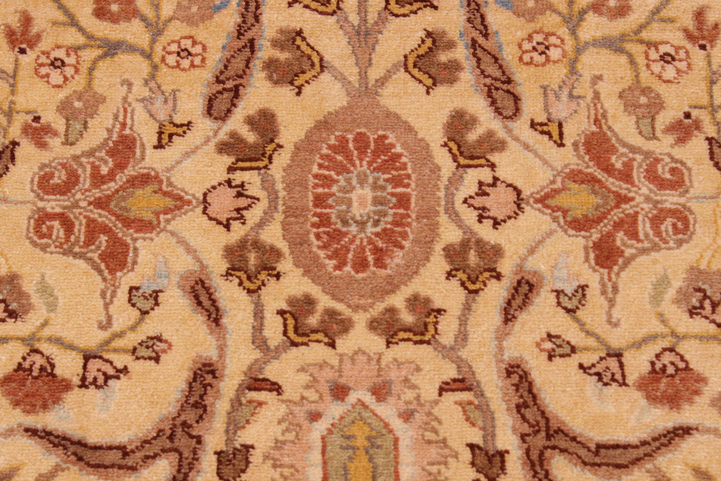 handmade Transitional Lahore Gold Rose Hand Knotted RECTANGLE 100% WOOL area rug 9' x 12'