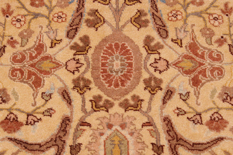 handmade Transitional Lahore Gold Rose Hand Knotted RECTANGLE 100% WOOL area rug 9' x 12'