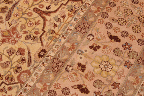 handmade Transitional Lahore Gold Rose Hand Knotted RECTANGLE 100% WOOL area rug 9' x 12'