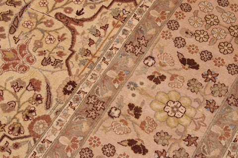 handmade Traditional Lahore Gold Rose Hand Knotted RECTANGLE 100% WOOL area rug 9'X12'