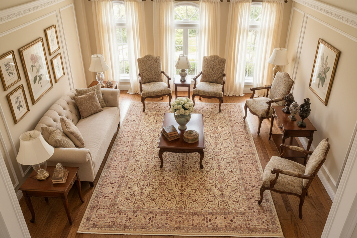 handmade Traditional Lahore Gold Rose Hand Knotted RECTANGLE 100% WOOL area rug 9'X12'