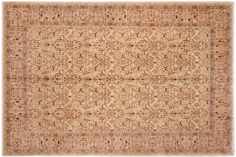 handmade Traditional Lahore Gold Rose Hand Knotted RECTANGLE 100% WOOL area rug 9'X12'