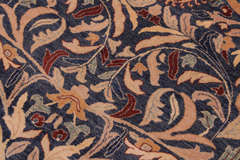 handmade Traditional Lahore Blue Aubergine Hand Knotted RECTANGLE 100% WOOL area rug 9' x 12'