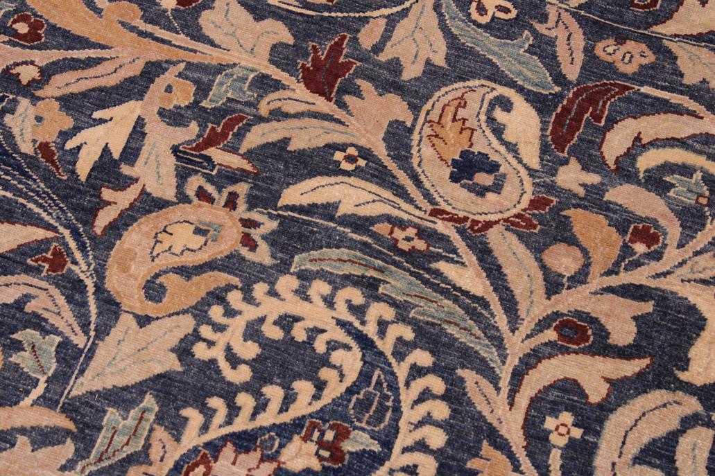 handmade Traditional Lahore Blue Aubergine Hand Knotted RECTANGLE 100% WOOL area rug 9'X12'