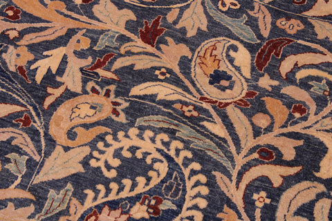 handmade Traditional Lahore Blue Aubergine Hand Knotted RECTANGLE 100% WOOL area rug 9' x 12'