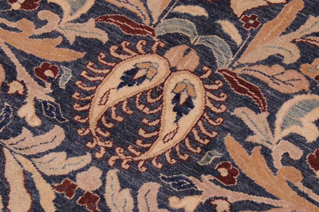 handmade Traditional Lahore Blue Aubergine Hand Knotted RECTANGLE 100% WOOL area rug 9'X12'