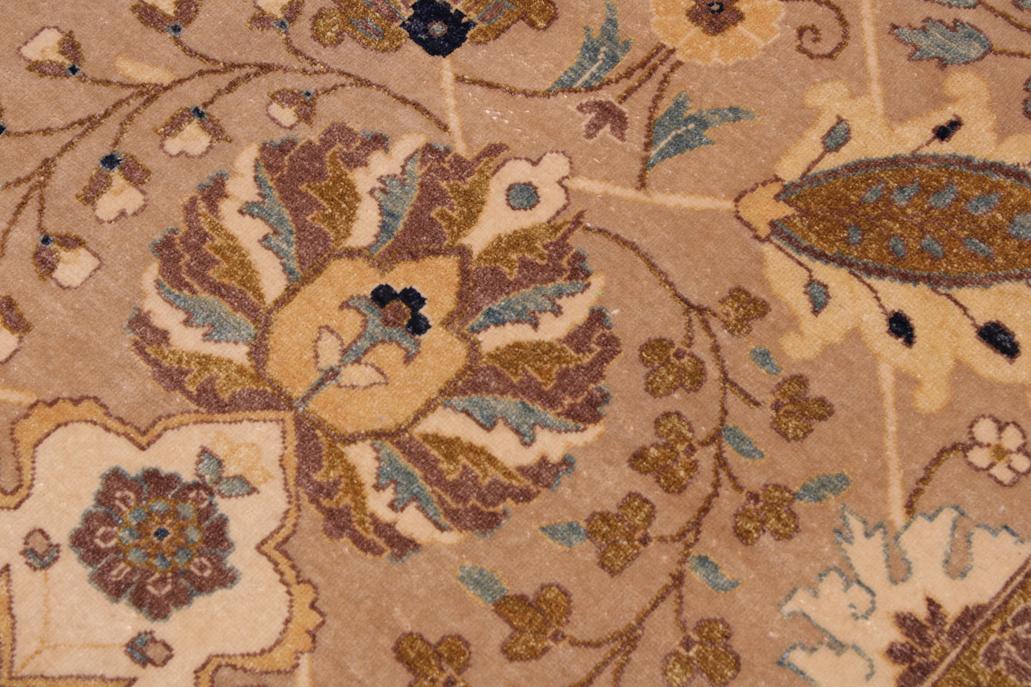 handmade Traditional Lahore Tan Gold Hand Knotted RECTANGLE 100% WOOL area rug 9'X12'