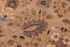 handmade Traditional Lahore Tan Gold Hand Knotted RECTANGLE 100% WOOL area rug 9'X12'