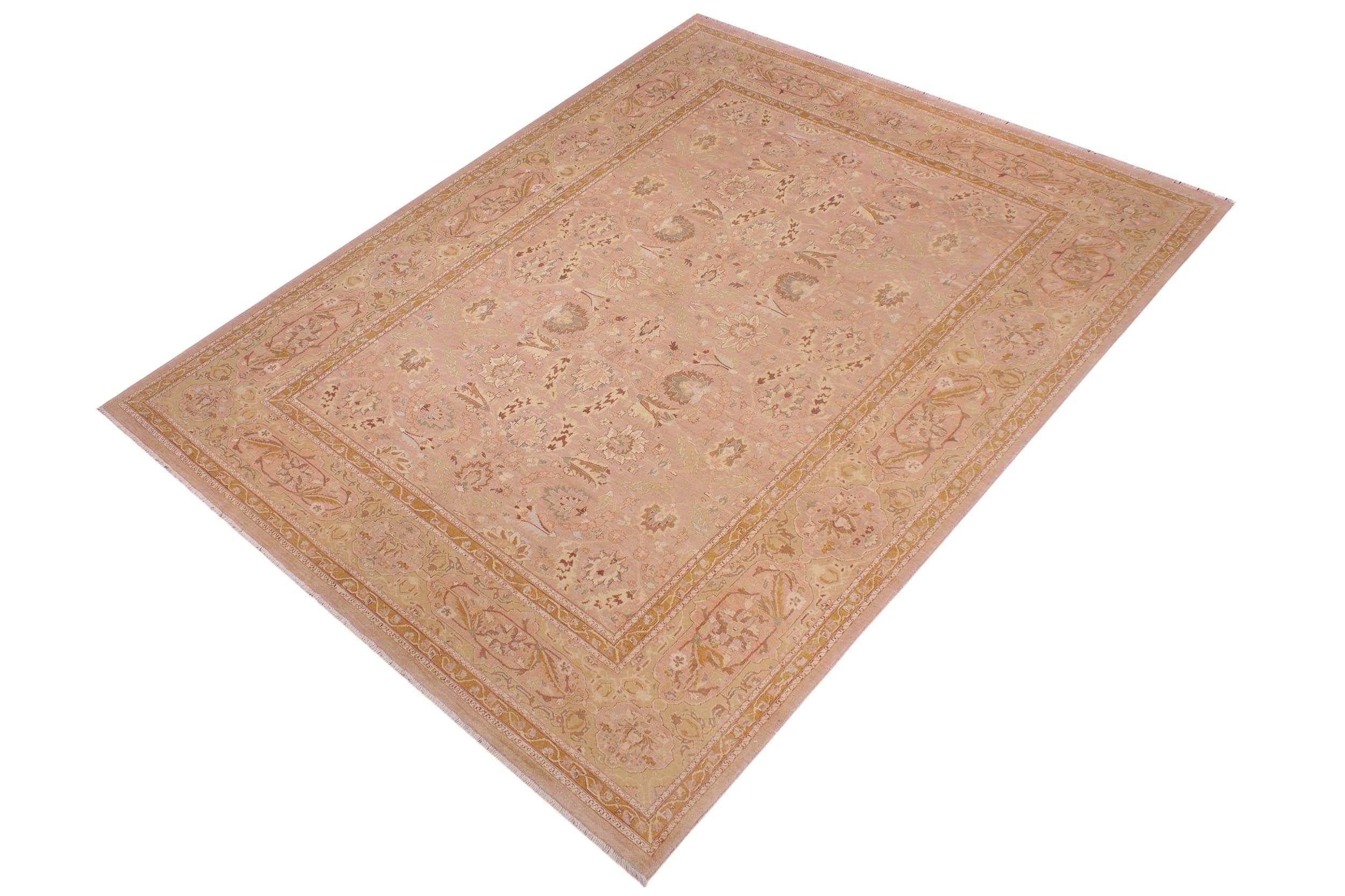 handmade Traditional Lahore Lt. Brown Tan Hand Knotted RECTANGLE 100% WOOL area rug 9' x 12'