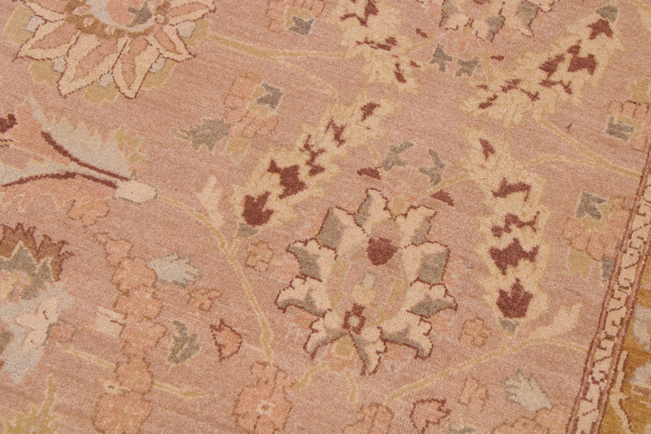 handmade Traditional Lahore Lt. Brown Tan Hand Knotted RECTANGLE 100% WOOL area rug 9' x 12'