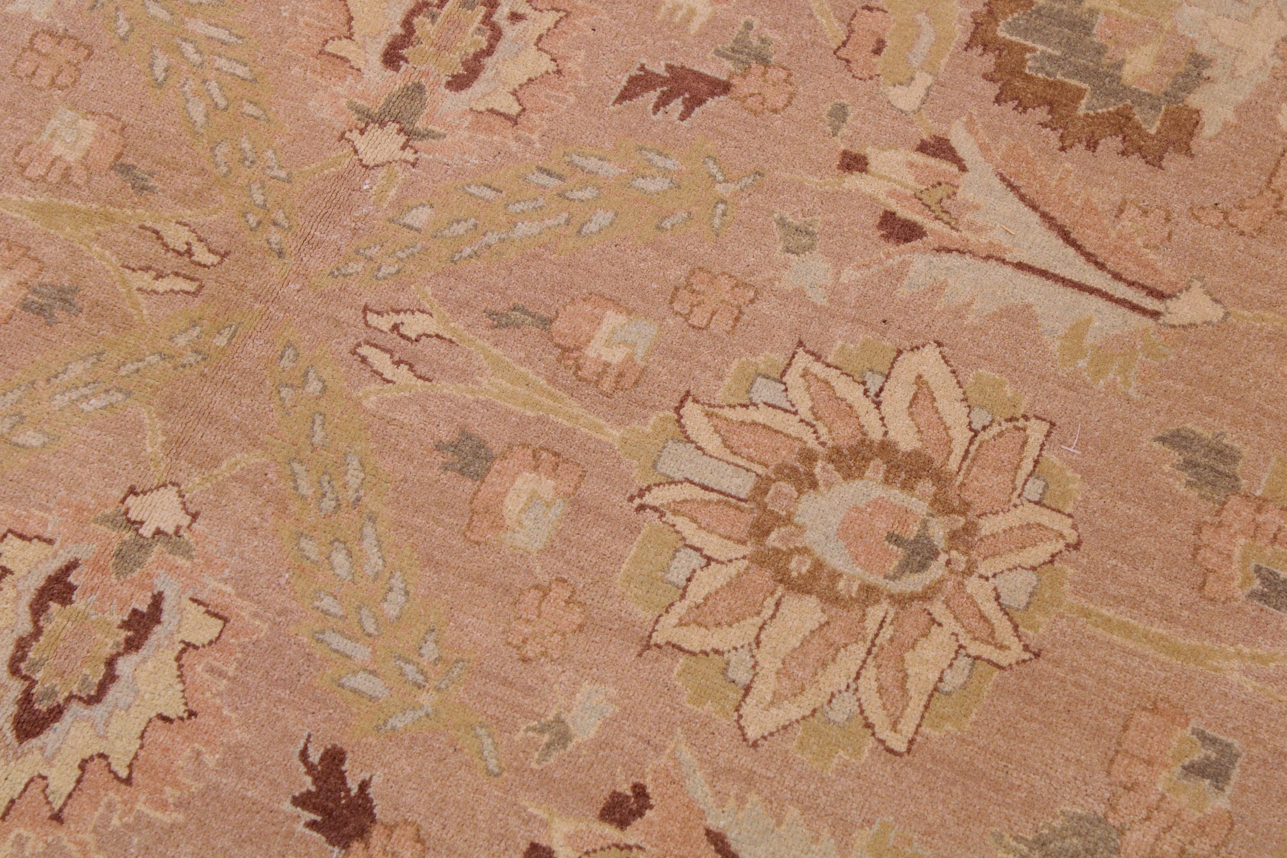handmade Traditional Lahore Lt. Brown Tan Hand Knotted RECTANGLE 100% WOOL area rug 9' x 12'