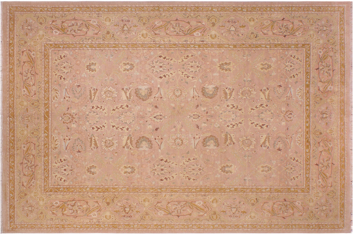 handmade Traditional Lahore Lt. Brown Tan Hand Knotted RECTANGLE 100% WOOL area rug 9' x 12'
