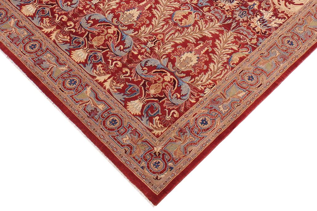 handmade Traditional Lahore Red Lt. Brown Hand Knotted RECTANGLE 100% WOOL area rug 9'X12'