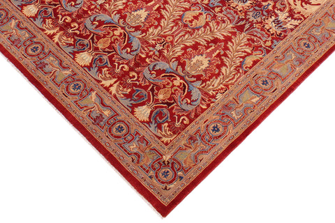 handmade Traditional Lahore Red Lt. Brown Hand Knotted RECTANGLE 100% WOOL area rug 9' x 12'
