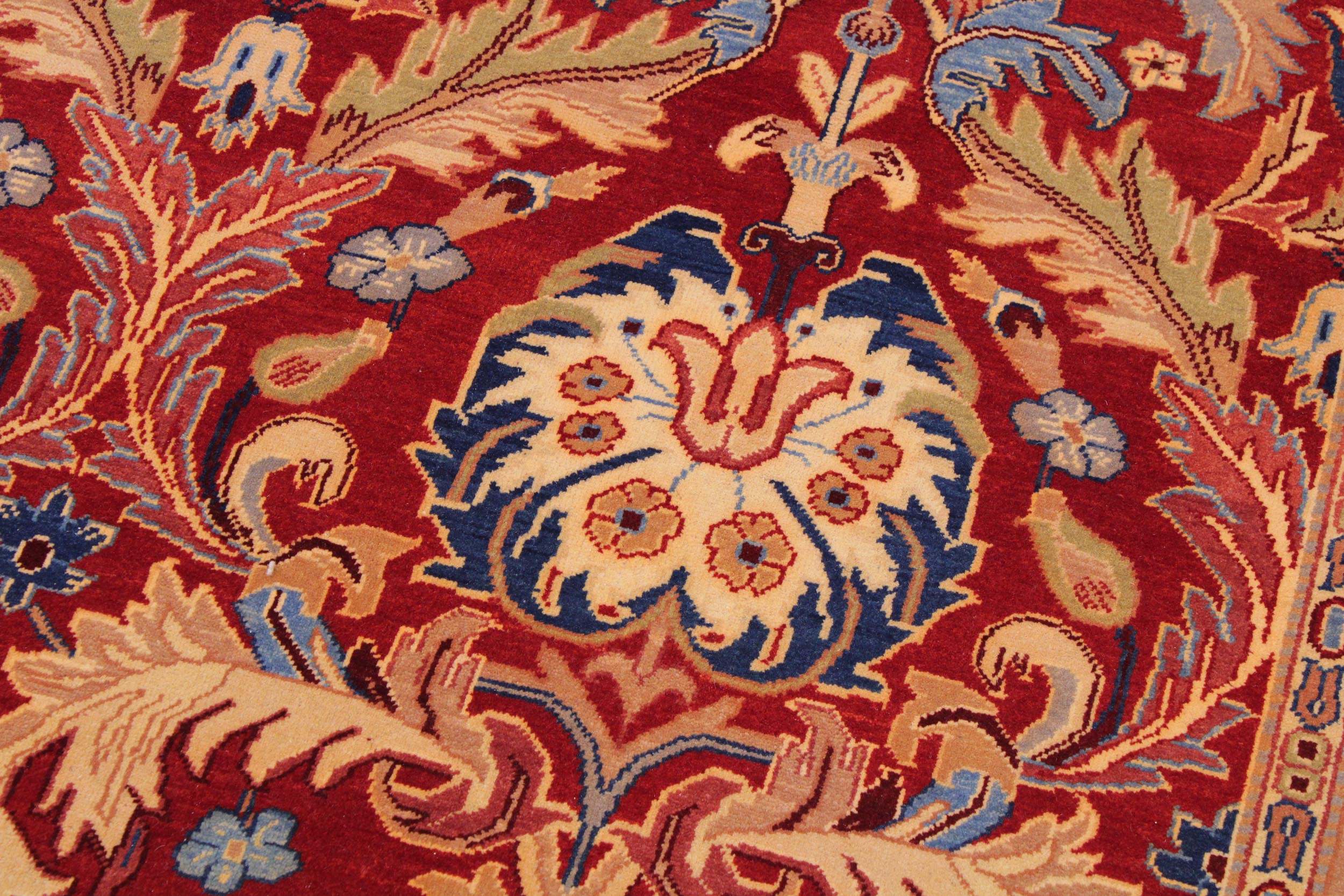 handmade Traditional Lahore Red Lt. Brown Hand Knotted RECTANGLE 100% WOOL area rug 9' x 12'