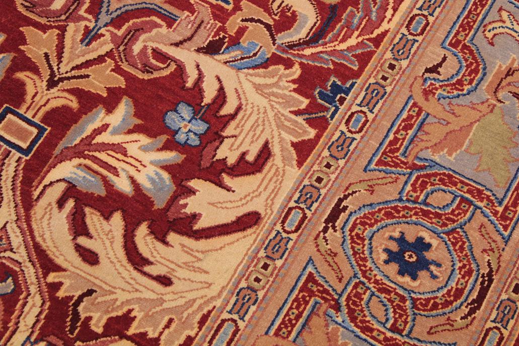 handmade Traditional Lahore Red Lt. Brown Hand Knotted RECTANGLE 100% WOOL area rug 9'X12'