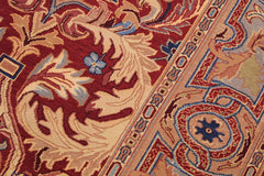 handmade Traditional Lahore Red Lt. Brown Hand Knotted RECTANGLE 100% WOOL area rug 9'X12'