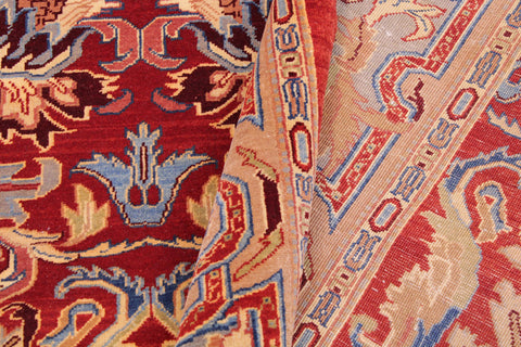 handmade Traditional Lahore Red Lt. Brown Hand Knotted RECTANGLE 100% WOOL area rug 9' x 12'