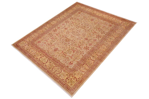 handmade Traditional Lahore Tan Gold Hand Knotted RECTANGLE 100% WOOL area rug 9' x 12'