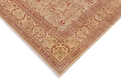 handmade Traditional Lahore Tan Gold Hand Knotted RECTANGLE 100% WOOL area rug 9'X12'