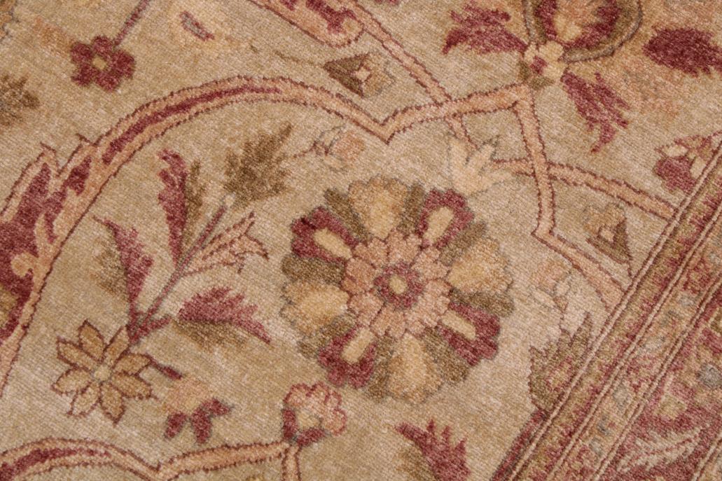 handmade Traditional Lahore Tan Gold Hand Knotted RECTANGLE 100% WOOL area rug 9'X12'