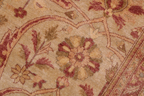 handmade Traditional Lahore Tan Gold Hand Knotted RECTANGLE 100% WOOL area rug 9' x 12'