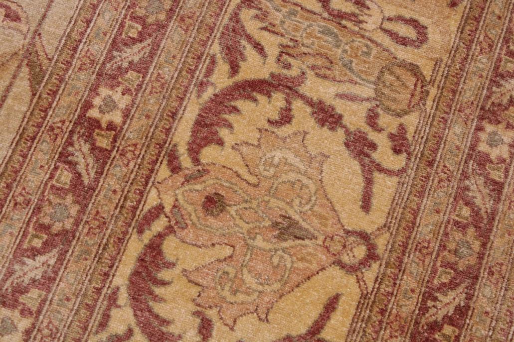 handmade Traditional Lahore Tan Gold Hand Knotted RECTANGLE 100% WOOL area rug 9'X12'