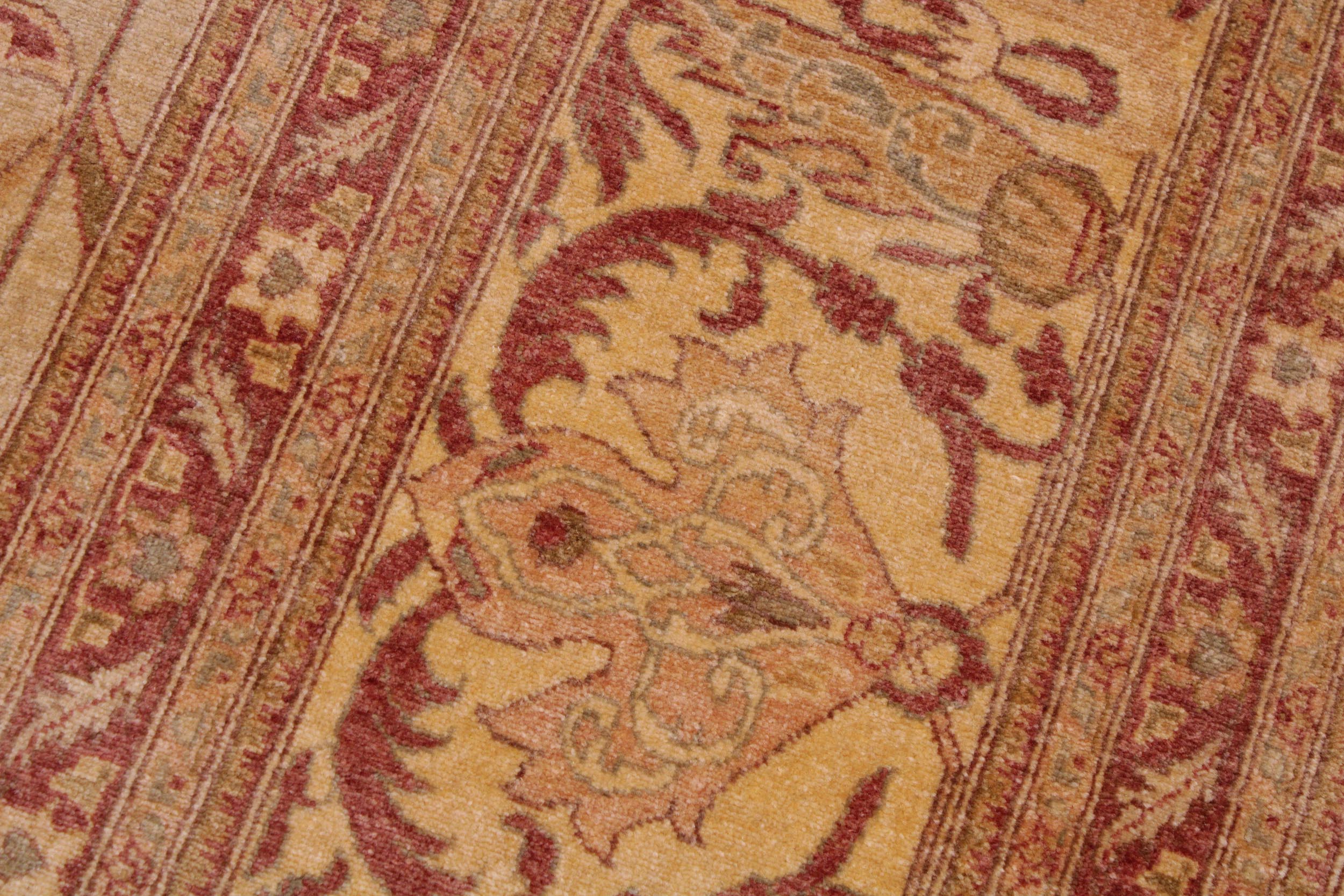 handmade Traditional Lahore Tan Gold Hand Knotted RECTANGLE 100% WOOL area rug 9' x 12'