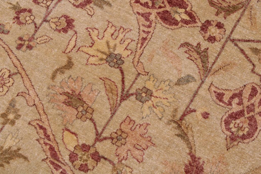 handmade Traditional Lahore Tan Gold Hand Knotted RECTANGLE 100% WOOL area rug 9'X12'