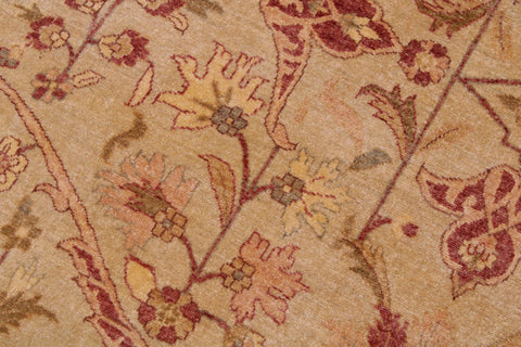 handmade Traditional Lahore Tan Gold Hand Knotted RECTANGLE 100% WOOL area rug 9' x 12'