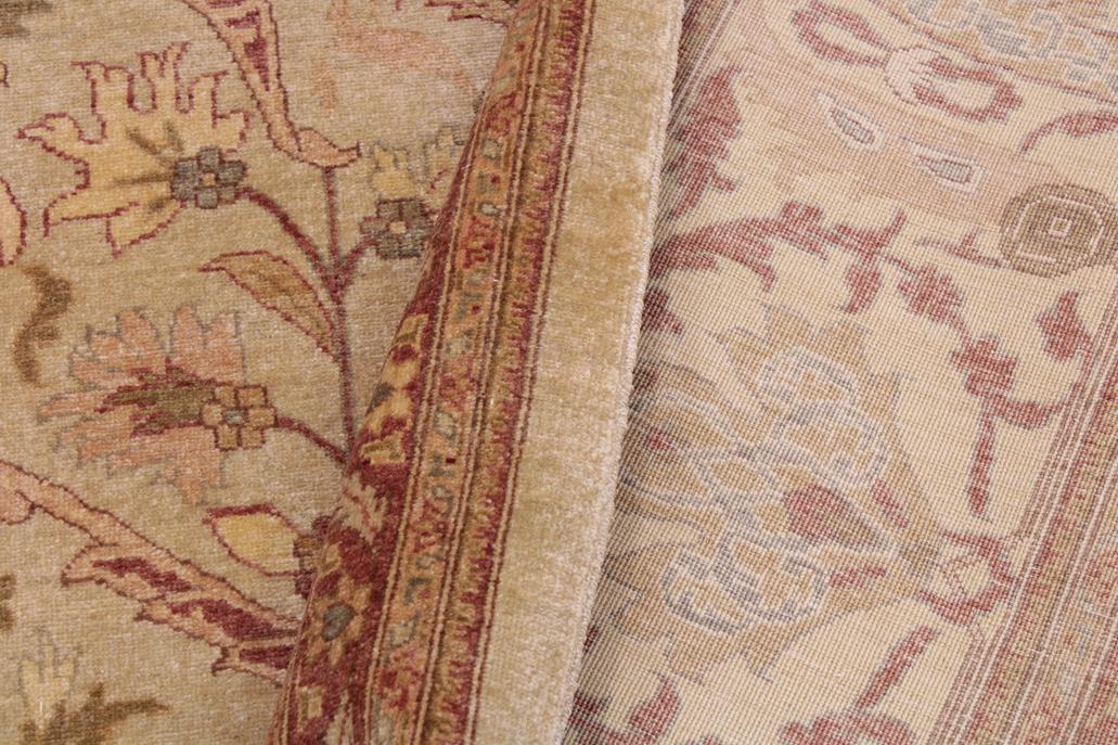 handmade Traditional Lahore Tan Gold Hand Knotted RECTANGLE 100% WOOL area rug 9'X12'