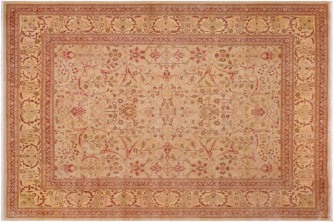 handmade Traditional Lahore Tan Gold Hand Knotted RECTANGLE 100% WOOL area rug 9' x 12'