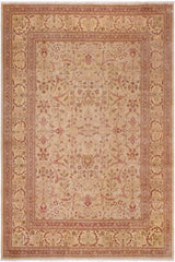 handmade Traditional Lahore Tan Gold Hand Knotted RECTANGLE 100% WOOL area rug 9'X12'