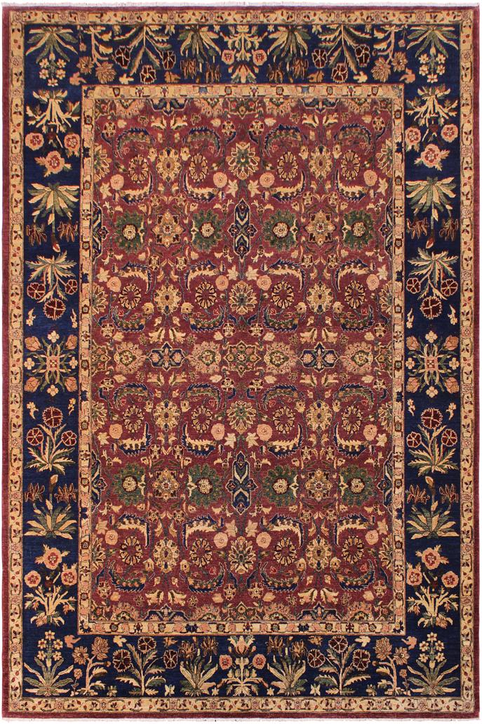 handmade Traditional Lahore Aubergine Blue Hand Knotted RECTANGLE 100% WOOL area rug 9'X12'