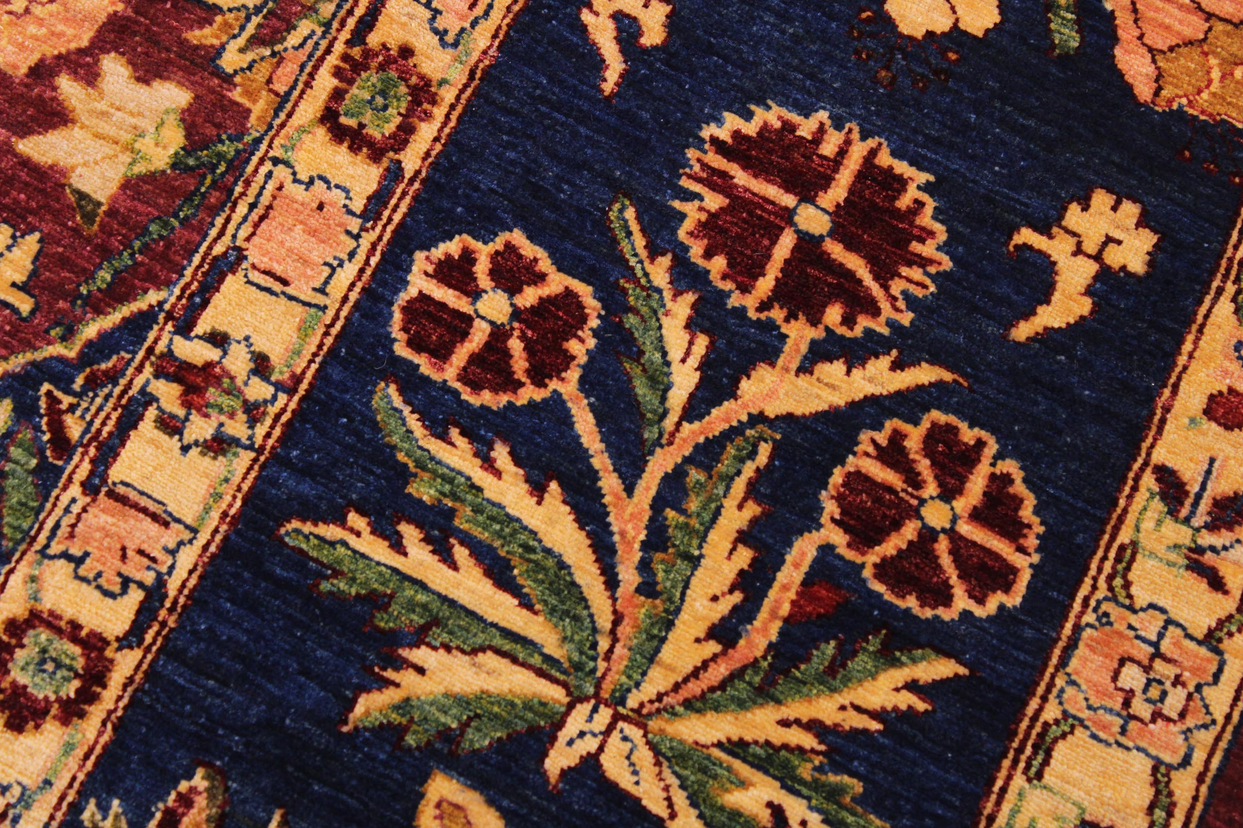 handmade Traditional Lahore Aubergine Blue Hand Knotted RECTANGLE 100% WOOL area rug 9' x 12'