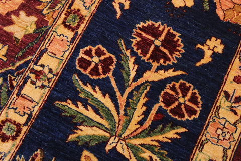 handmade Traditional Lahore Aubergine Blue Hand Knotted RECTANGLE 100% WOOL area rug 9' x 12'