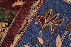 handmade Traditional Lahore Aubergine Blue Hand Knotted RECTANGLE 100% WOOL area rug 9'X12'