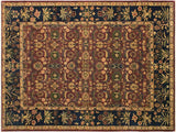 Turkish Knotted Istanbul Noemi Aubergine/Blue Wool Rug - 9'0'' x 12'5''