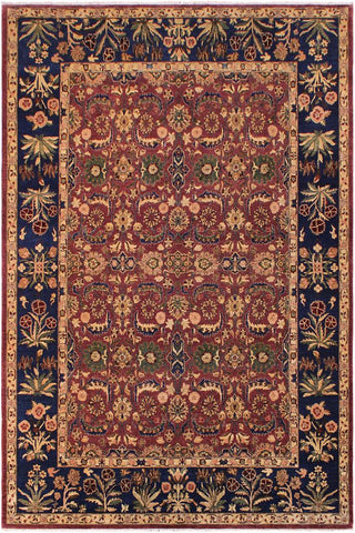handmade Traditional Lahore Aubergine Blue Hand Knotted RECTANGLE 100% WOOL area rug 9'X12'