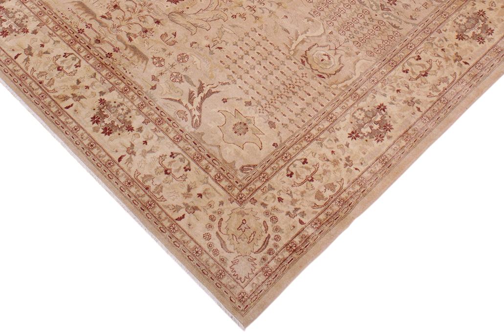 handmade Transitional Lahore Tan Red Hand Knotted RECTANGLE 100% WOOL area rug 9'X12'