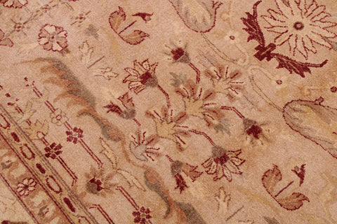handmade Traditional Lahore Tan Red Hand Knotted RECTANGLE 100% WOOL area rug 9' x 12'