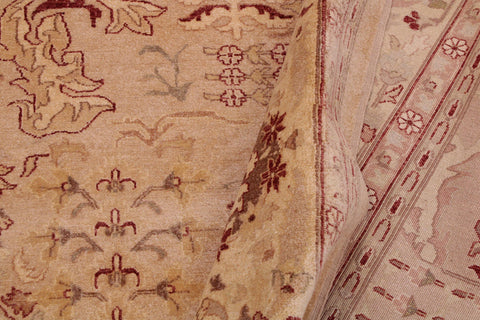 handmade Traditional Lahore Tan Red Hand Knotted RECTANGLE 100% WOOL area rug 9' x 12'