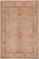 handmade Transitional Lahore Tan Red Hand Knotted RECTANGLE 100% WOOL area rug 9'X12'