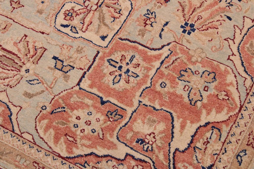 handmade Traditional Lahore Lt. Blue Ivory Hand Knotted RECTANGLE 100% WOOL area rug 9'X12'