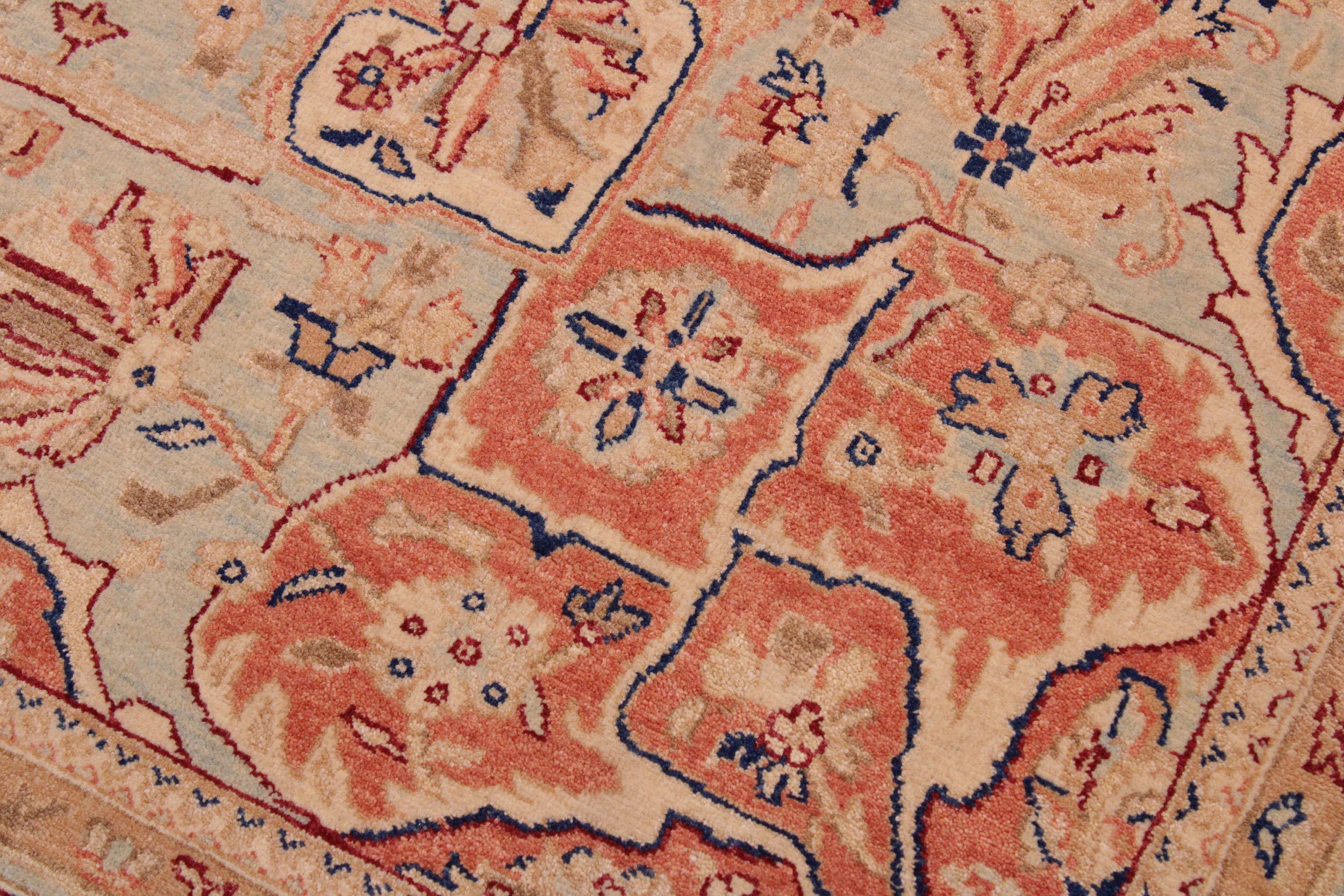 handmade Traditional Lahore Lt. Blue Ivory Hand Knotted RECTANGLE 100% WOOL area rug 9' x 12'